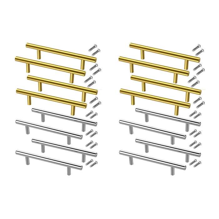 18 Pcs Gold Silver Handles Hardware Stainless Steel Drawer Pulls
