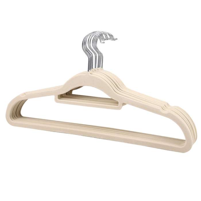 10 Pcs Flocking Hanger Non-slip Plastic Hanger Seamless Drying Rack