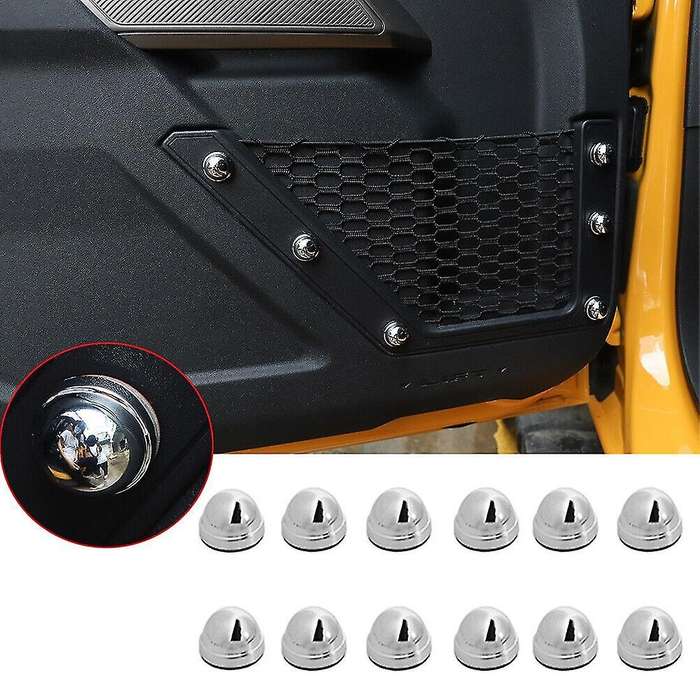 Front Door Storage Net Screw Trim Cover for Ford Bronco 2021 (silver)
