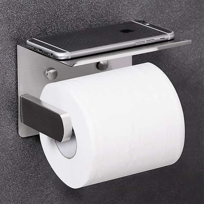 Self-adhesive Toilet Paper Holder with 2 Towel Hooks, Toilet Holder