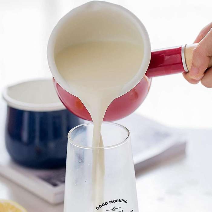 Enamel Milk Pot Mini Butter Warmer Milk Pot Enamel Sauce Pot White