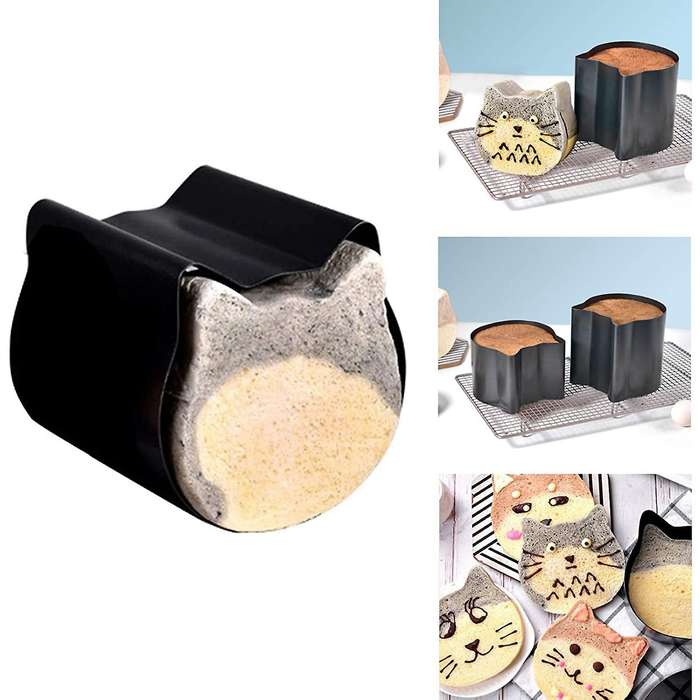 Cat Head Toast Mold,aluminized Non-stick Bread Pans Baking Mold, L
