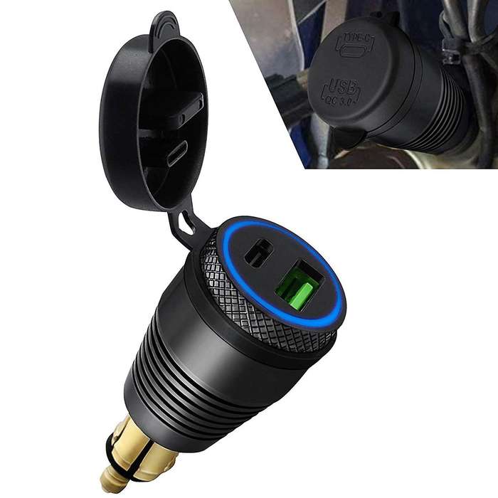 2x Motorcycle Din Hella Charger to Qc3.0 Usb & Type C Power Delivery