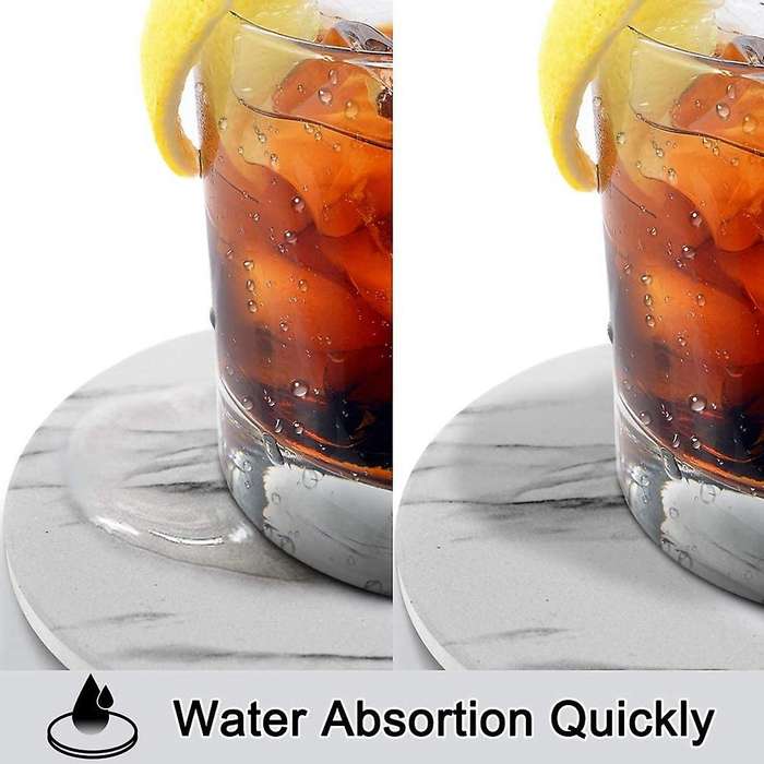 8 Absorbent Marble Style Ceramic Drink Coaster with Holder Grey