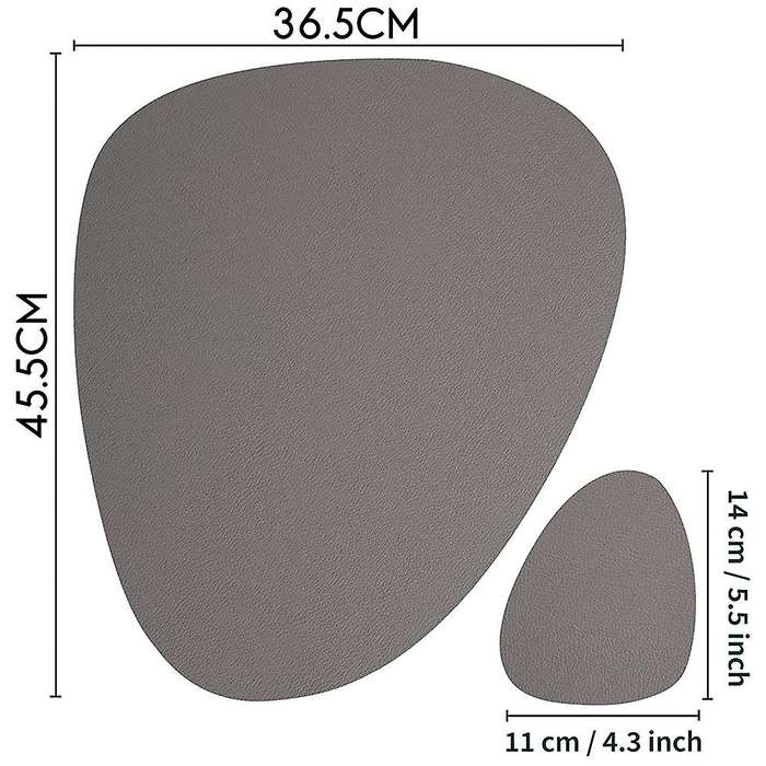 Placemats Leather and Coasters, Washable Placemats (grey Pink)