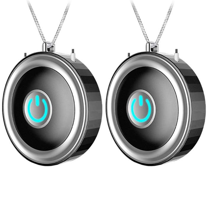 Mini Air Purifier Wearable Necklace Usb Negative Ion Generator Black