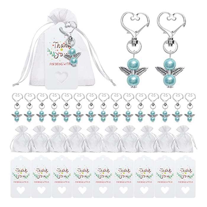 40 Sets Pearl Angel with Heart-shape Set, Include Angel Keychains