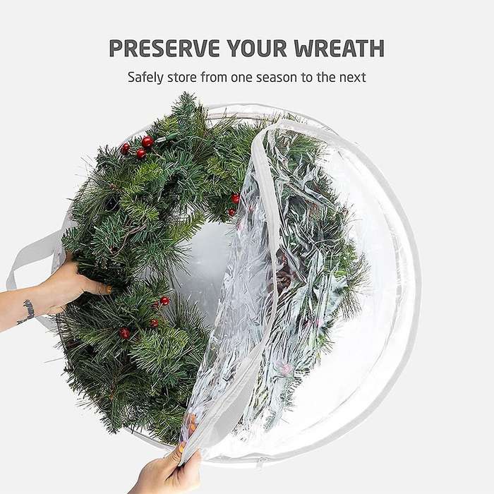 2 Pieces Of Christmas Wreath Storage Box Double Zipper Handle White
