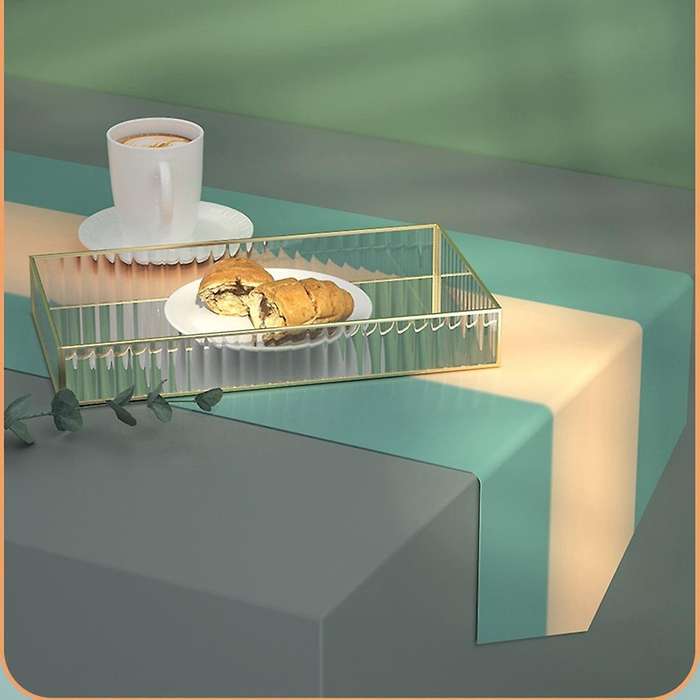Gold Glass Mirror Decorative Tray for Makeup Dessert Plate Jewelry