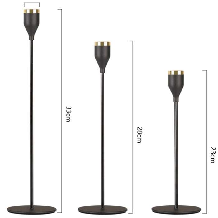 Modern Gold with Black Metal Candle Holders Wedding Home Decor,d