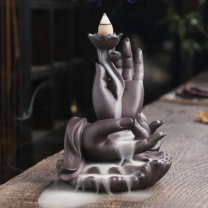 Zen Buddha Hand Backflow Waterfall Incense Burner, Incense Holder