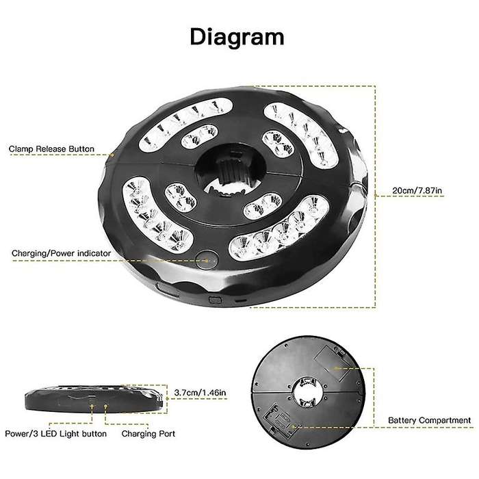Umbrella Light, Garden Umbrella Light Rechargeable Usb Battery