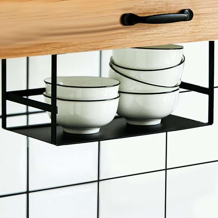 Under-shelf Spice Cabinet Hanger Shelf Seasoning Bottle Holder Black