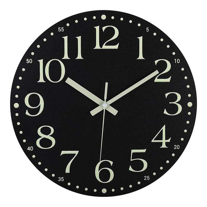12 Inch Silent Non-ticking Battery Operated Clock, Lighted Wall Clock