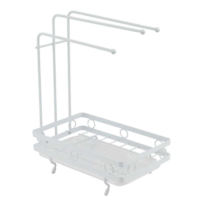 Kitchen Storage Stand Sink Rag Sponge Drainer Rack Organizer, White