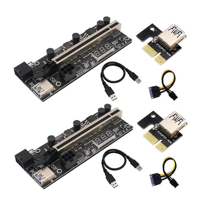 2pack Pcie Riser 1x to 16x Graphic Extension with Temperature Sensor