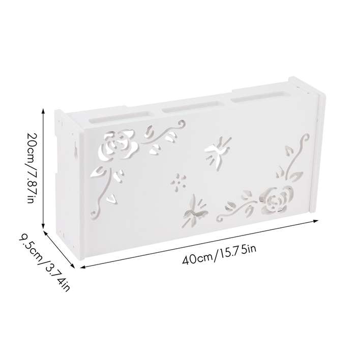 White Floating Tv Stand, Wall-mounted Wifi Router(flower Pattern)