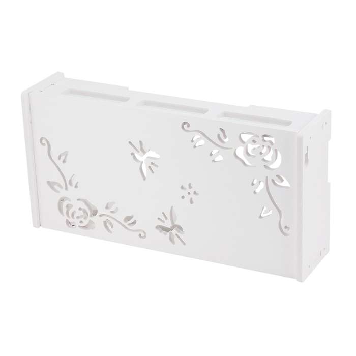 White Floating Tv Stand, Wall-mounted Wifi Router(flower Pattern)