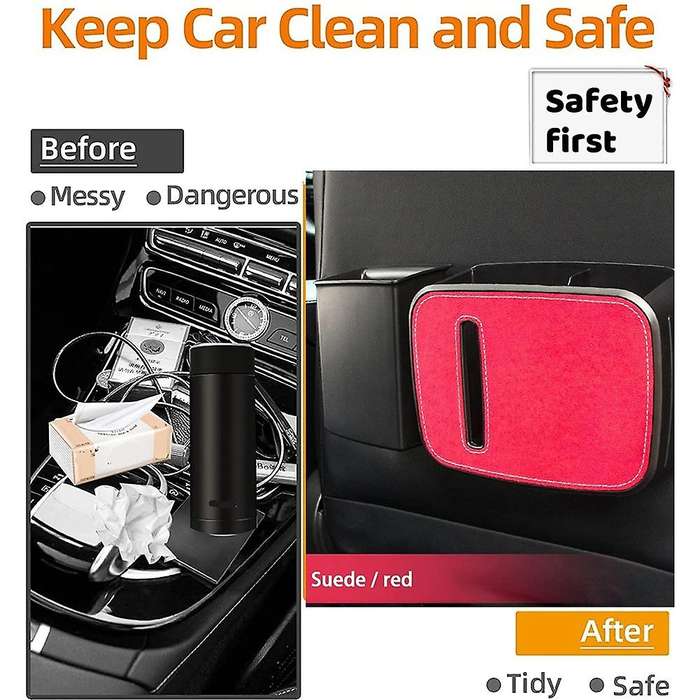 3 In 1 Car Organizer Storage Seat Back Hanging Tissue Holder Box , A