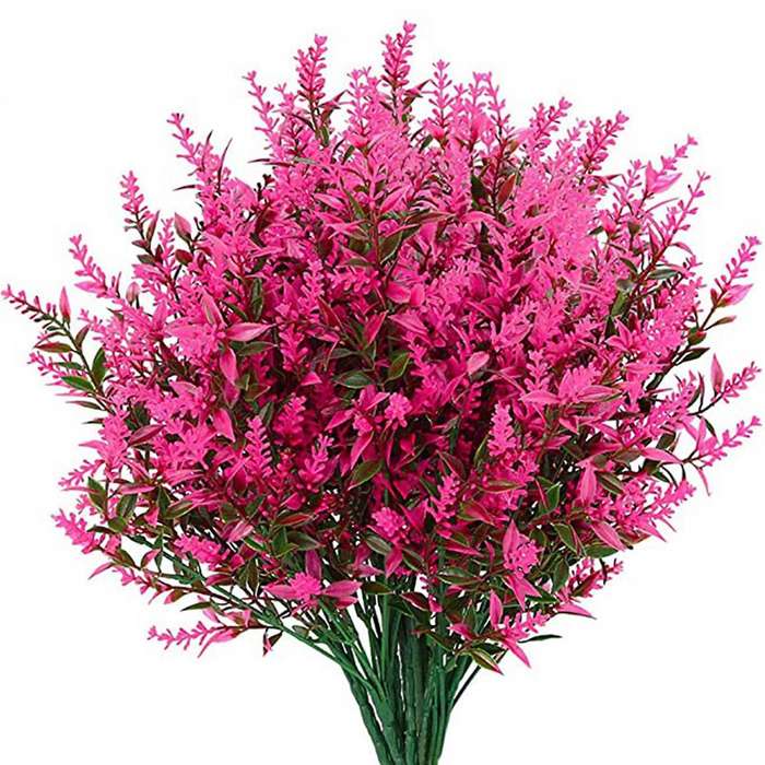 24 Bundles Artificial Lavender Flowers Outdoor Fake Flowers -rose Red