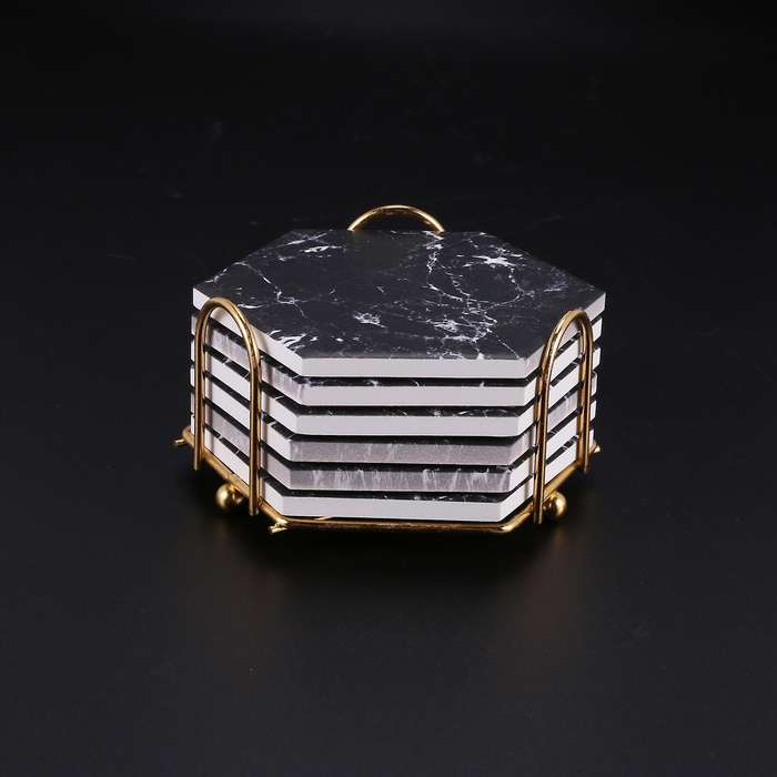 Ceramic Coasters with Marble Design,coaster Set,table Top Protection