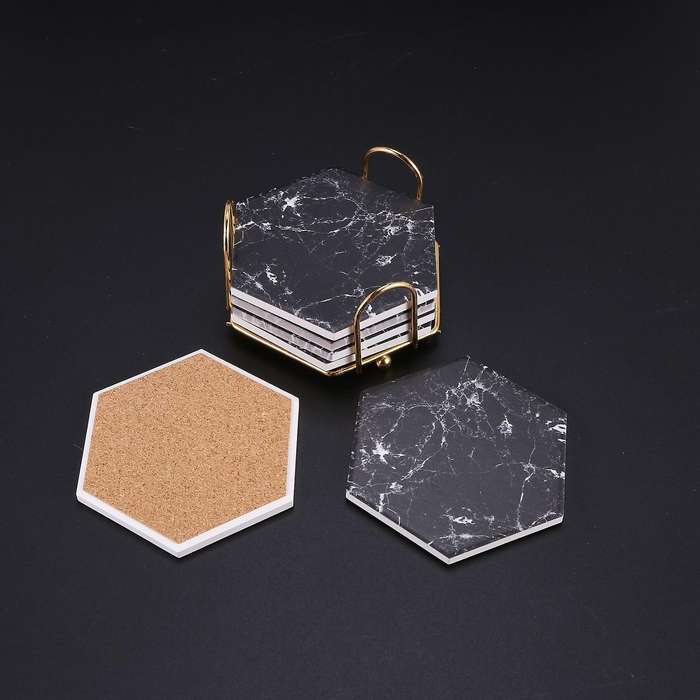 Ceramic Coasters with Marble Design,coaster Set,table Top Protection