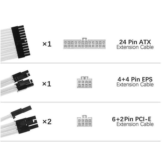 Female to Male 18awg Sleeved Psu Extension Power Cord/cable Kits
