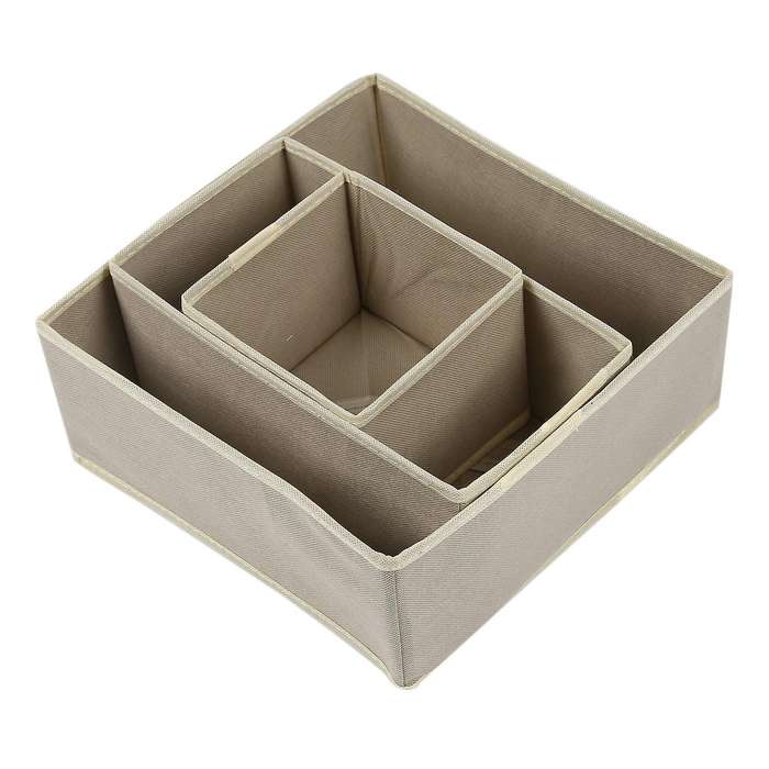 6pcs Foldable Underwear Storage Box Divider No Woven Fabric Khaki