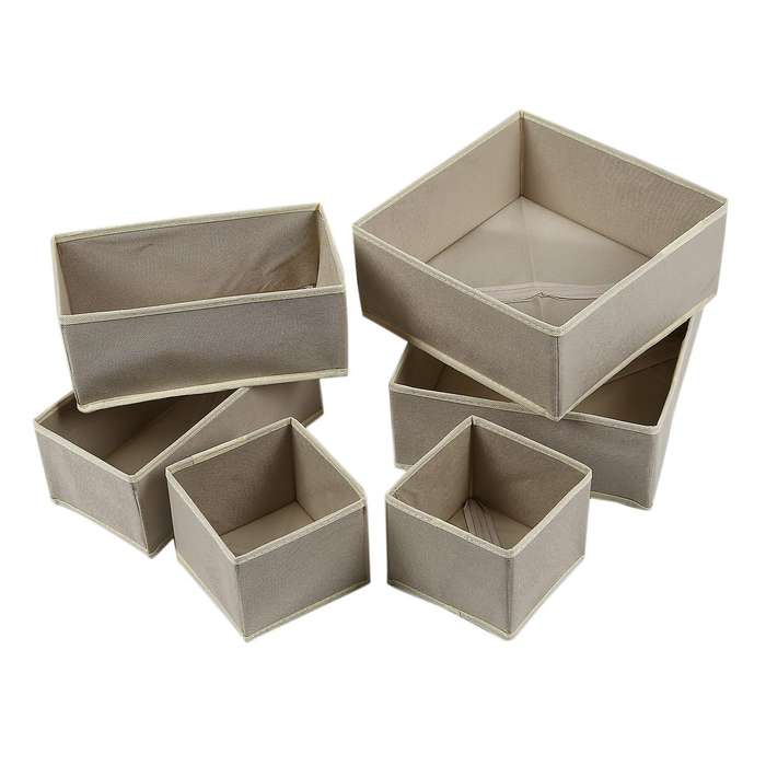 6pcs Foldable Underwear Storage Box Divider No Woven Fabric Khaki