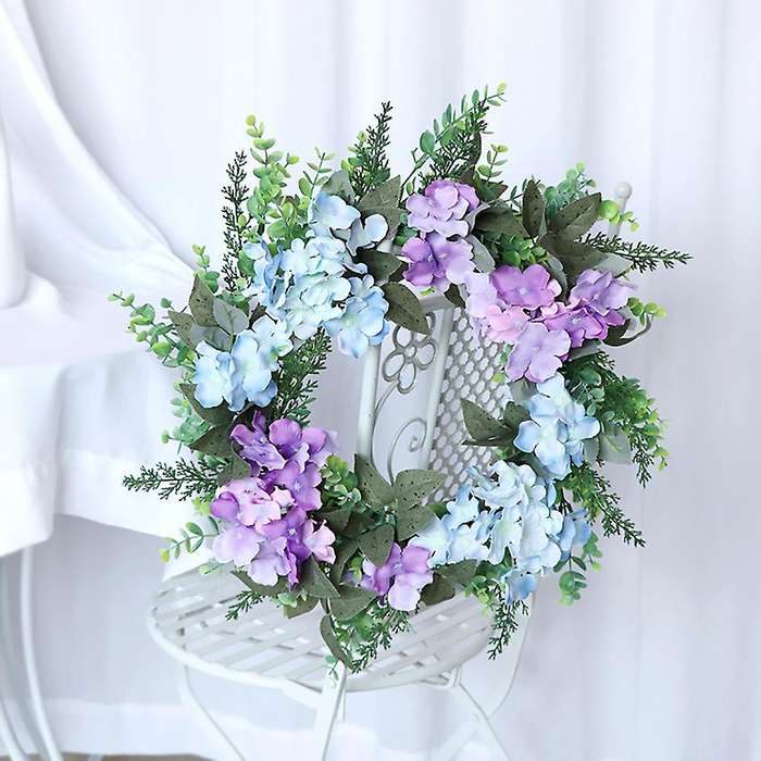 Spring Artificial Hydrangea Wreath for Front Door Farmhouse Decor