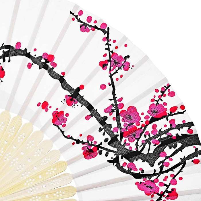 12 Pieces Hand Held Fans Silk Bamboo Folding Fans for Wedding Gift