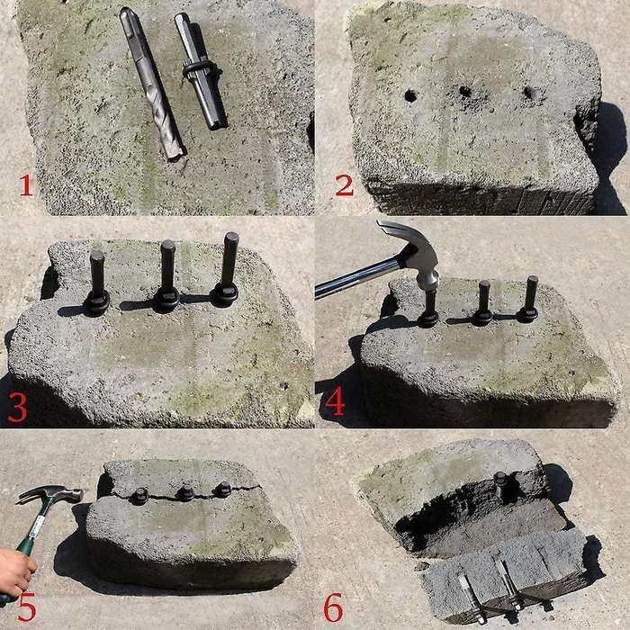 5pcs Stone Splitter Wedge, Quarrying Tool, Electric Hammer (16mm)