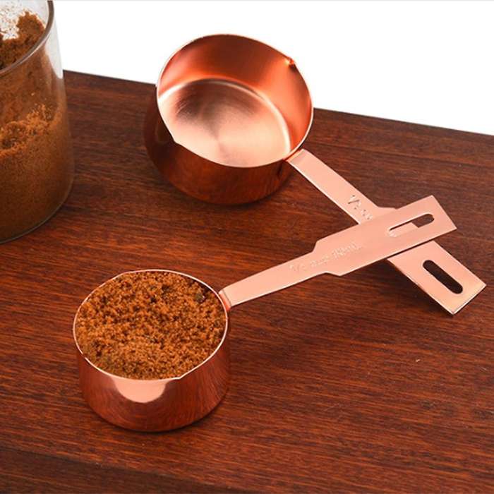 9 Pcs Rose Gold Stainless Steel Cups and Spoons for The Kitchen Set