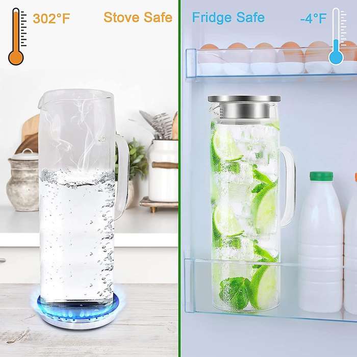 1.5liter/51oz Glass Jug with Sealed Lid,for Hot/cold Water,iced Tea
