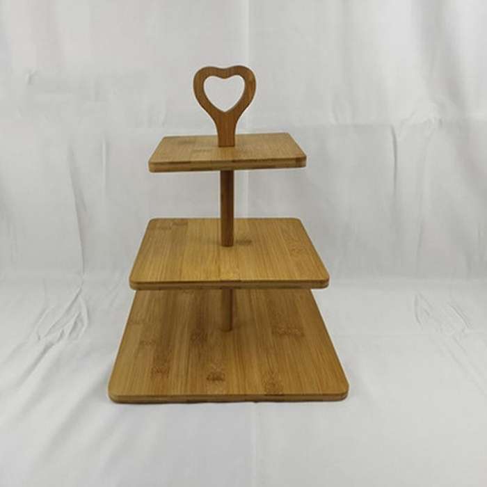 3 Tier Wooden Dessert Cake Plate Wood Cake Display Serving Dish B