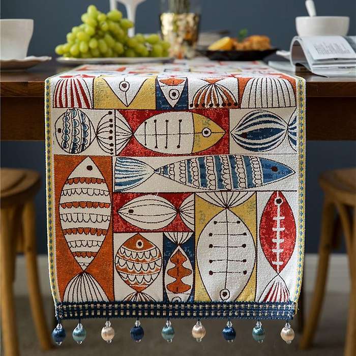Jacquard Embroidery Table Runners Home Party Coffeetable Decoration-a