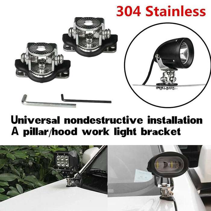 Universal 4x A Pillar Hood Led Work Light Bar Mount Bracket Clamp