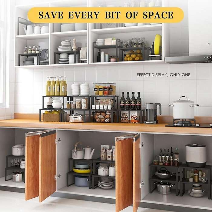 Kitchen Cabinet Shelf Jar Storage Rack - Table Desktop Organizer M