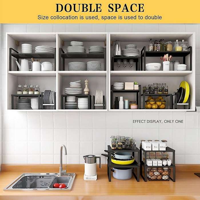 Kitchen Cabinet Shelf Jar Storage Rack - Table Desktop Organizer M
