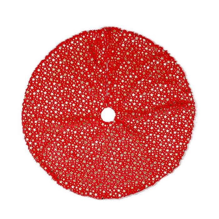 Five-pointed Star Christmas Tree Skirt Printed Decoration (red)
