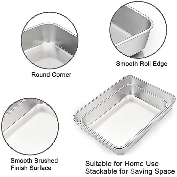Lasagna Pan Set Of 2, Rectangular Cake Pan Deep Baking Sheet