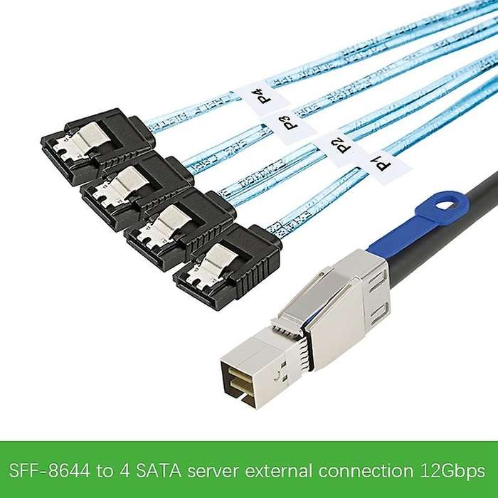 Mini Sas Hd Sff-8644 to 4 X Sata 7pin Hard Disk Cable 12gbps Server