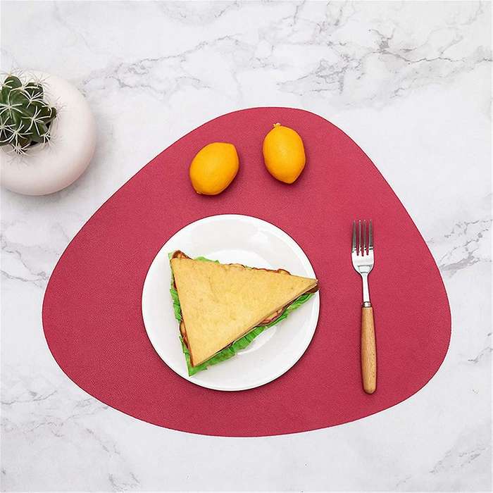Set Of 6 Triangle Oval Leather Place Mats Washable Place Mats E