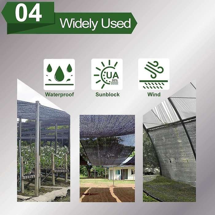 70% Sunblock Shade Cloth Net Black - 10x12 Ft Tarp for Plant Cover