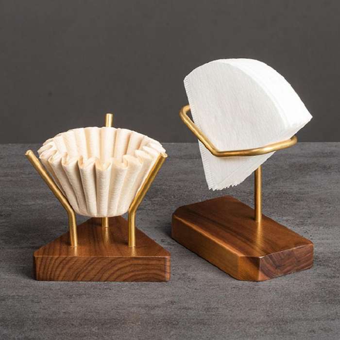 Coffee Filter Holder Brass Thick Wood Vintage Coffee Filter Holder A
