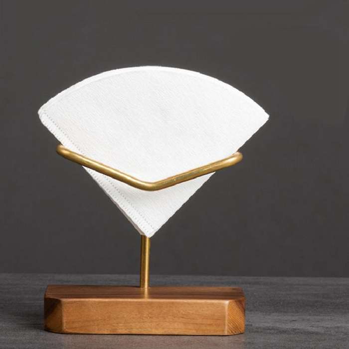 Coffee Filter Holder Brass Thick Wood Vintage Coffee Filter Holder A