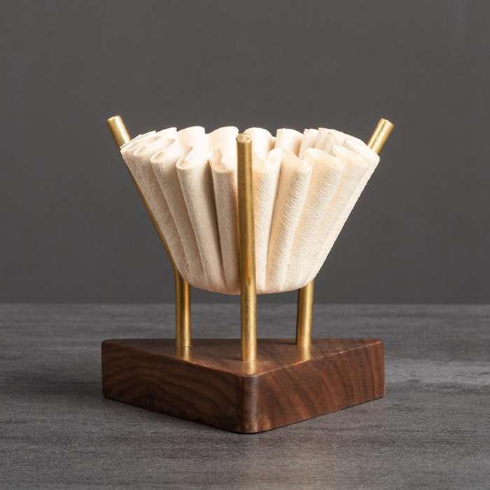 Coffee Filter Holder Brass Thick Wood Vintage Coffee Filter Holder A