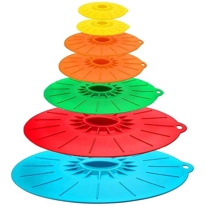 7 Pcs Heat Resistant Microwave Cover - Various Sizes Silicone Lids