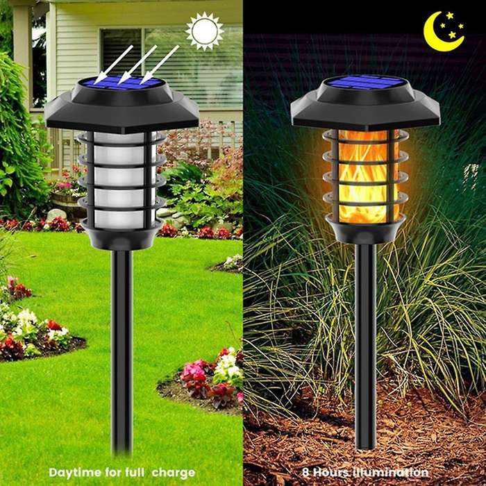 2 In 1 66 Led Solar Flame Light Solar Garden Light Flame/white