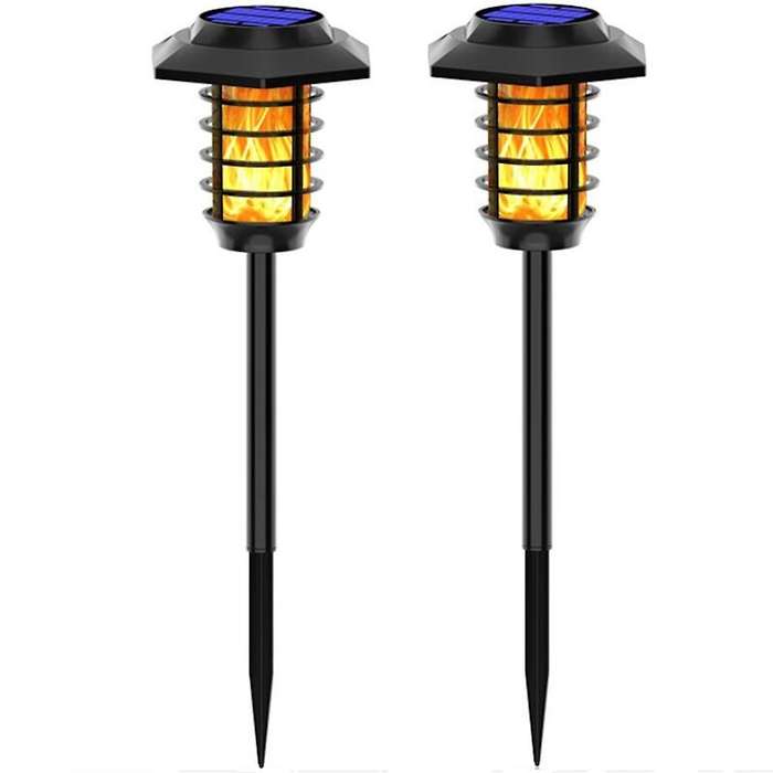 2 In 1 66 Led Solar Flame Light Solar Garden Light Flame/white